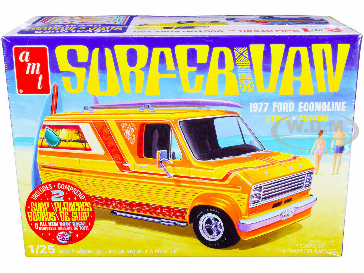 AMT 1:25 1977 FORD ECONOLINE SURFER VAN 2 SURFBOARDS KIT#1229 NIB