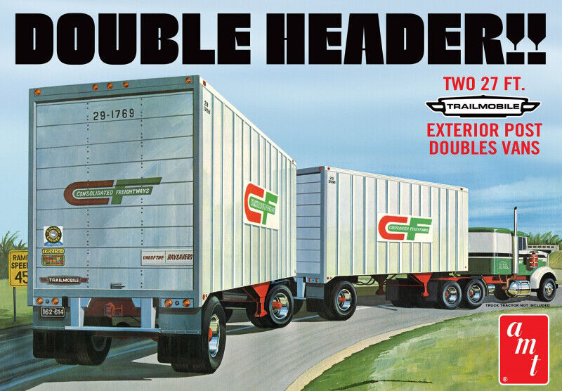 AMT 1132 1/25 Tandem Van Truck Trailers, Double Header Model Kit