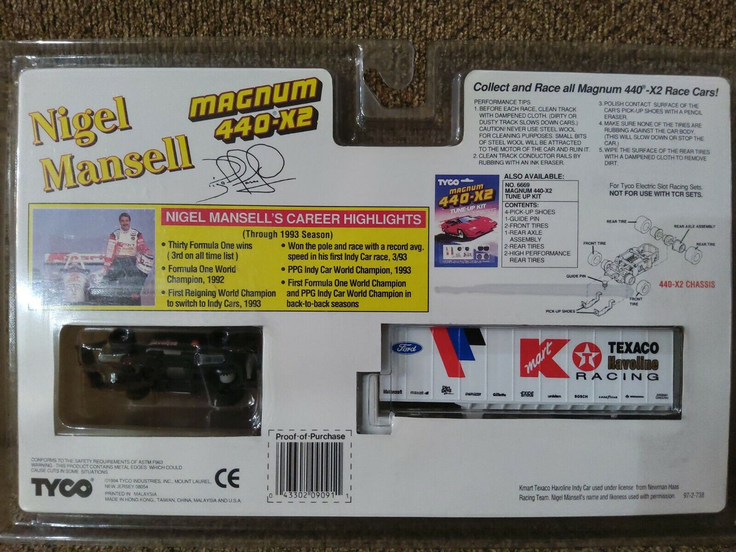 TYCO HO Slot Car 440-X2 Nigel Mansell K-Mart Havoline Indy+Trailer Slot cars