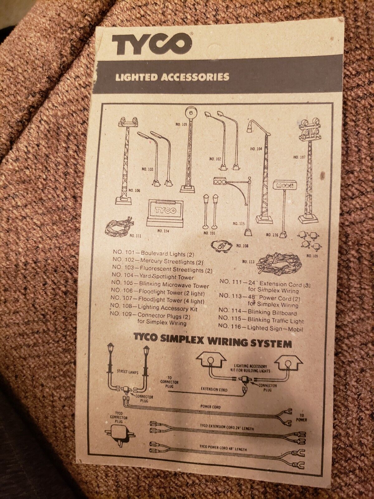 Tyco Boulevard Lights No 101 Vintage HO Scale Brand new on card near perfect