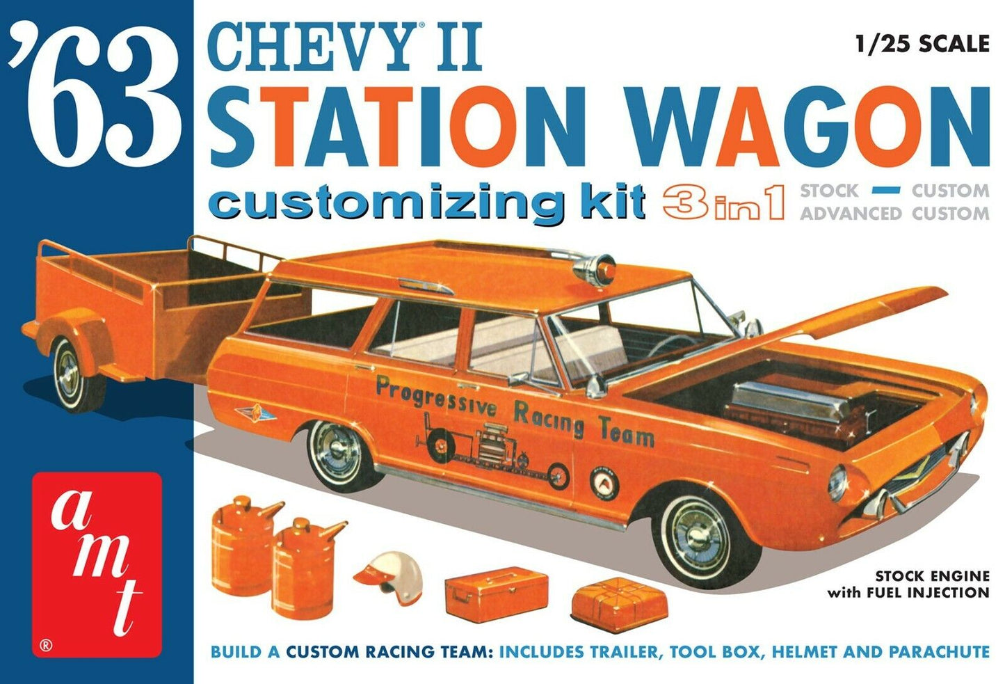 AMT 1201 F/S 1963 CHEVY II STATION WAGON WITH TRAILER 3 in 1 CUSTOMIZING KIT
