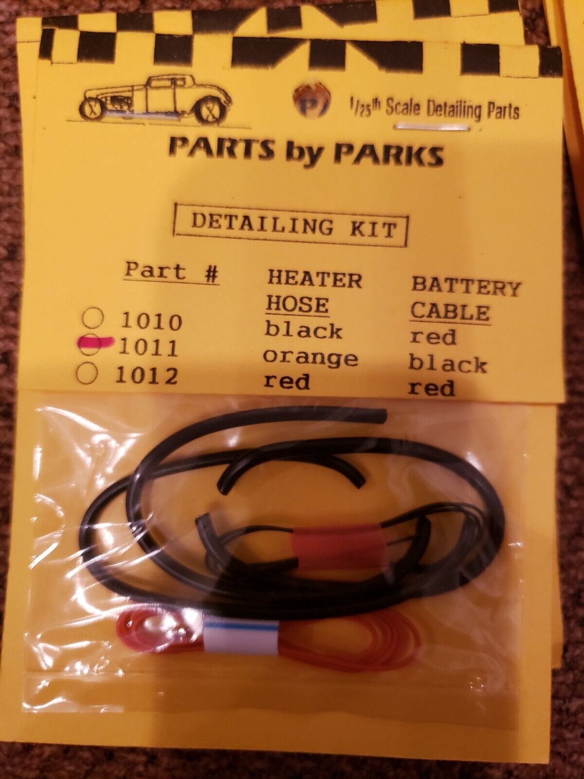 1:25 Detailing Kit #1011 Radiator Hose, Orange Heater Hose, Black Battery Cable