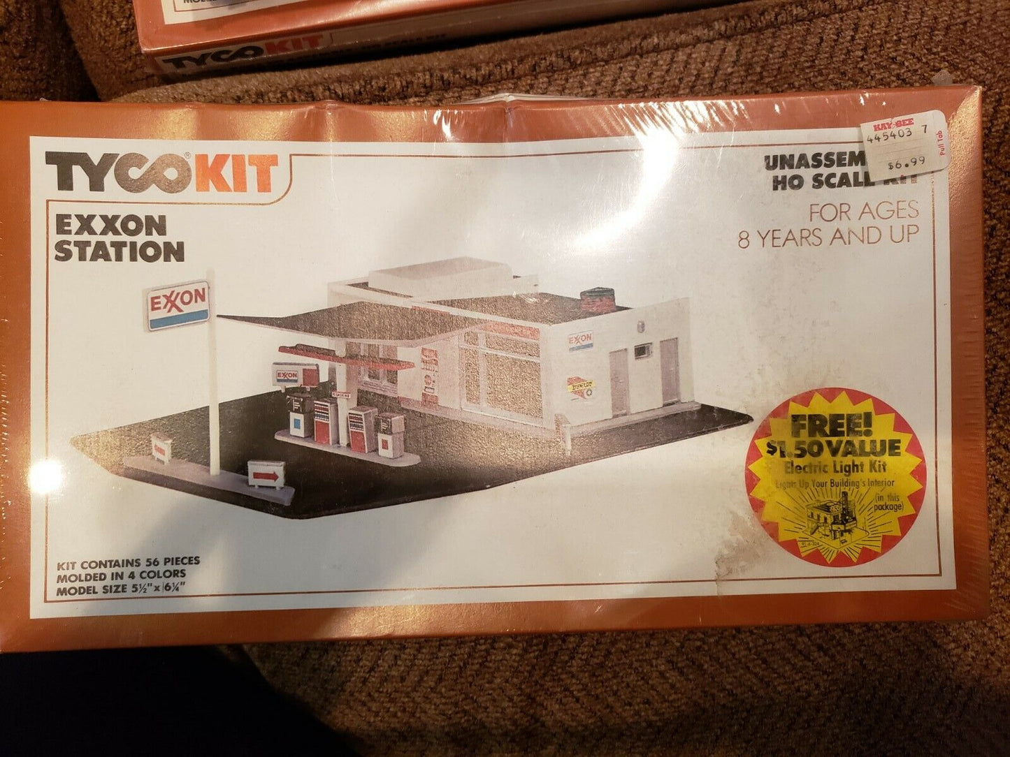 TYCO HO SCALE BUILDING KIT EXXON STATION 7757B VINTAGE FACTORY LIGHTED SEALED