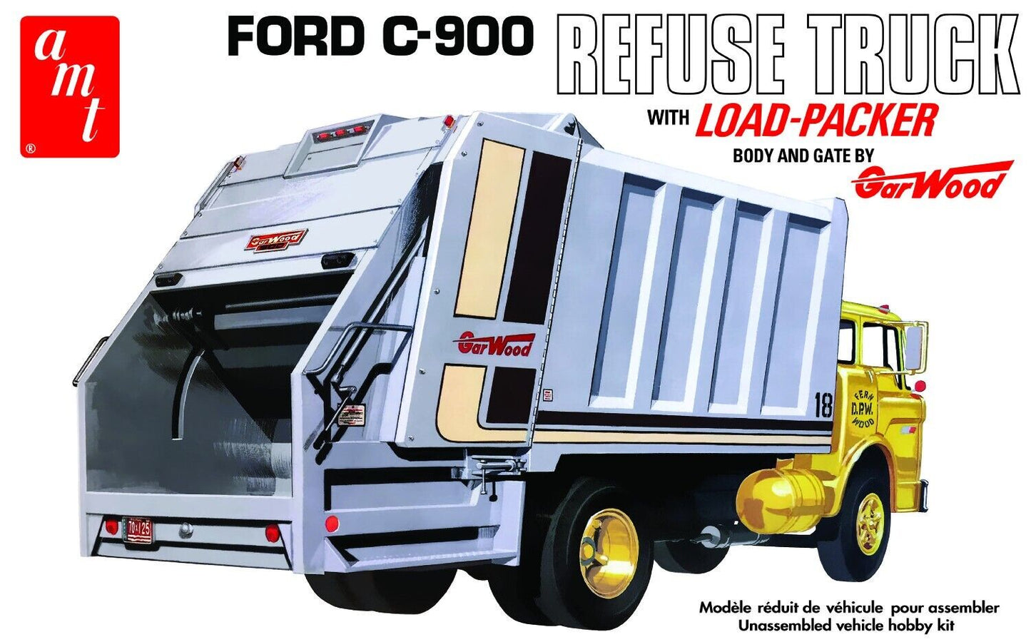 AMT 1247 MODEL KIT FORD C-900 GARWOOD REFUSE GARBAGE TRUCK 1/25 NISB