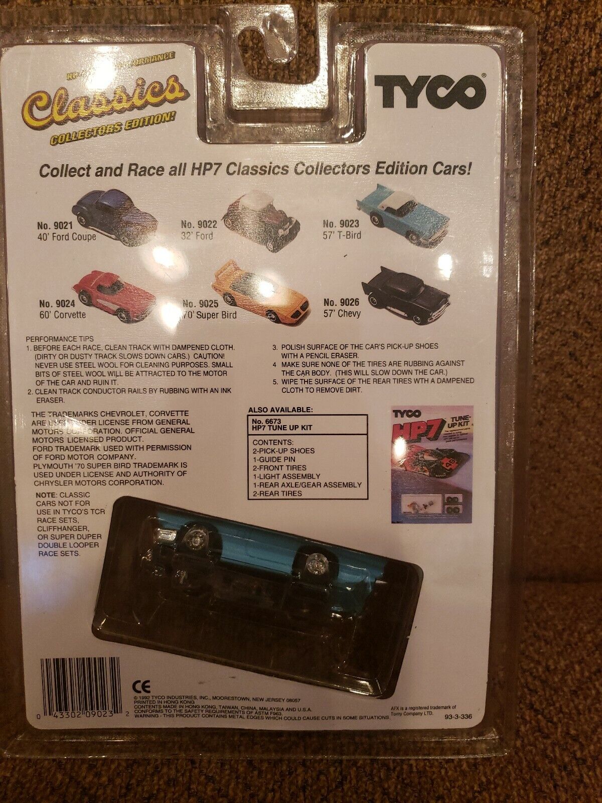 TYCO BLUE '57 FORD T-BIRD HP7 HO SLOT CAR NEW ON CARD NEW OLD STOCK