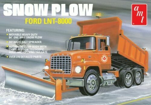 AMT 1178 FORD LNT 8000 DUMP TRUCK WITH SNOW PLOW MODEL KIT 1/25 SCALE