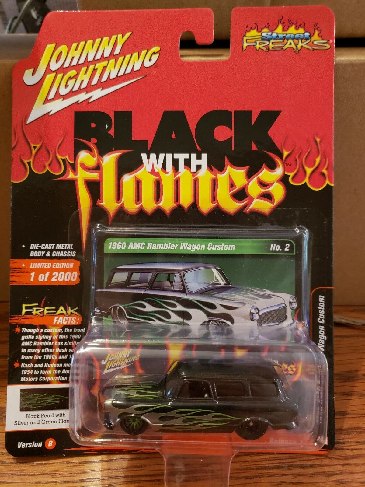 Johnny Lightning Street Freaks 1960 Amc Rambler Wagon Custom Black Flames VS B.