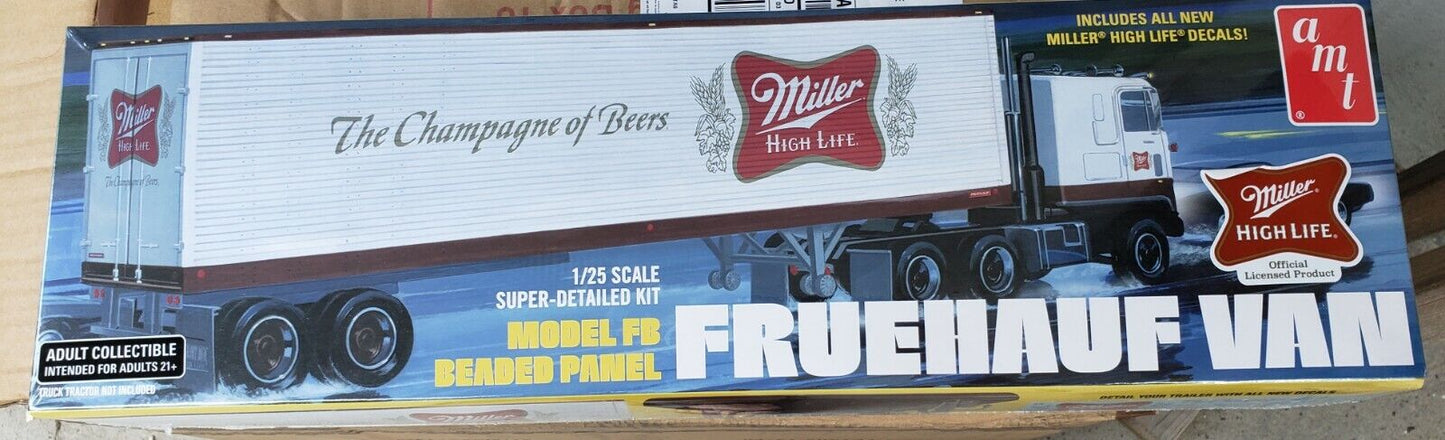 AMT Fruehauf 40' Semi Trailer Miller Beer 1:25 scale model kit 1234