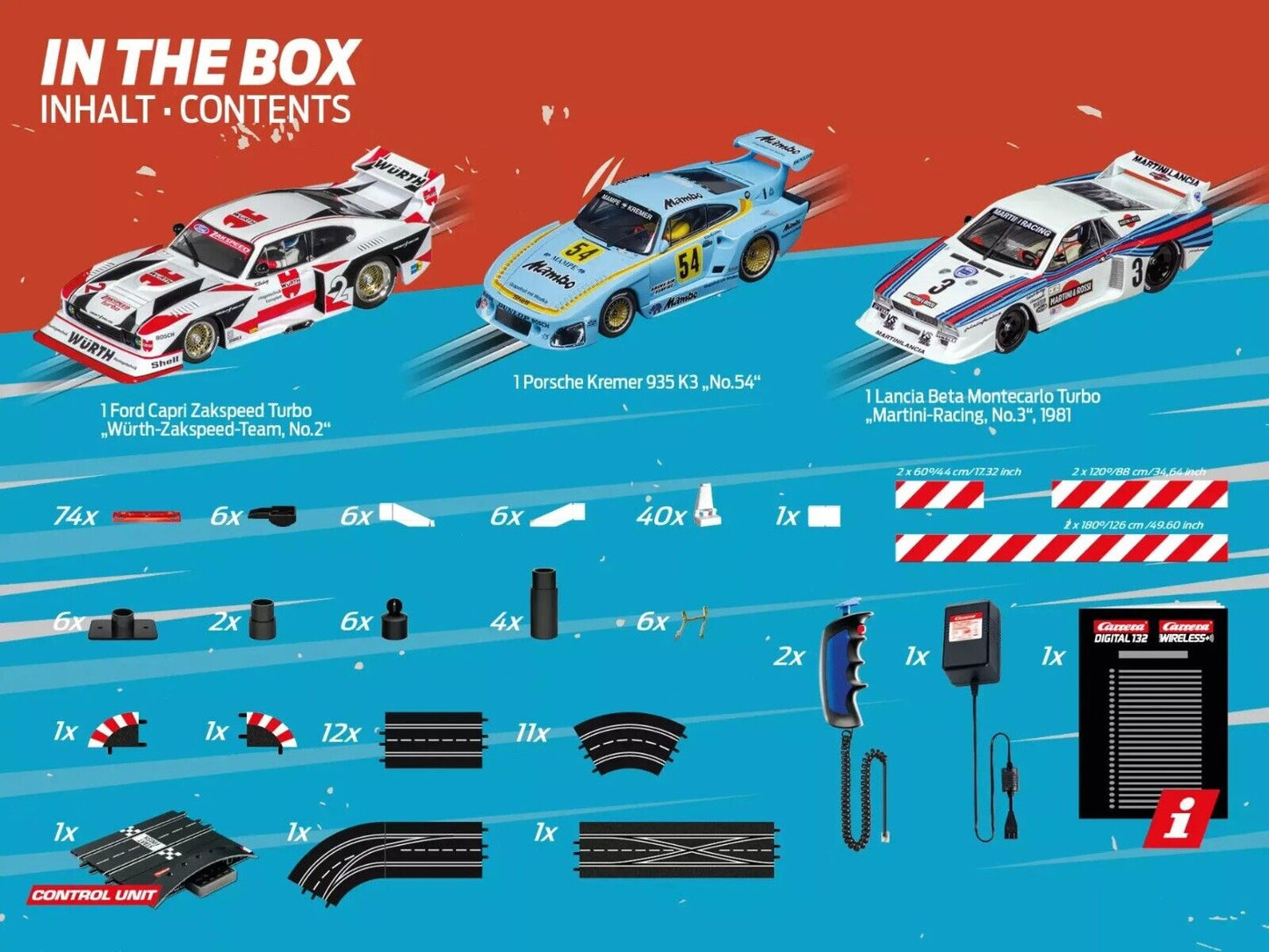 Carrera DIGITAL 132 Retro Grand Prix Model No. 20030031 Porsche, Ford, Lancia