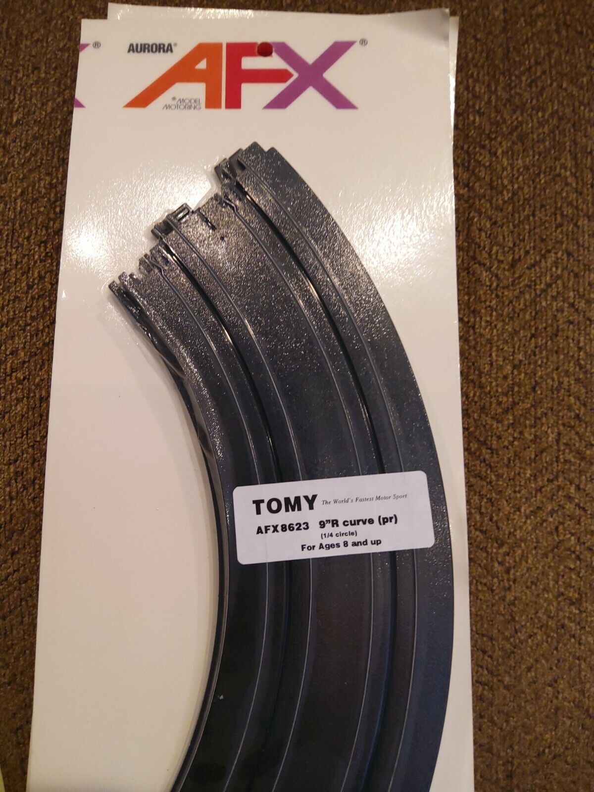 TOMY AFX Track 8623 Slot Car Set NEW 9" curved 2 pieces 9" x 1/4"