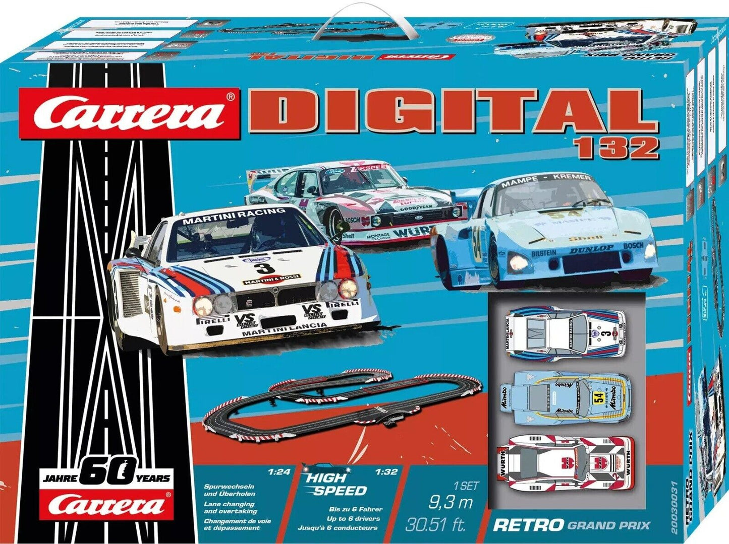 Carrera DIGITAL 132 Retro Grand Prix Model No. 20030031 Porsche, Ford, Lancia