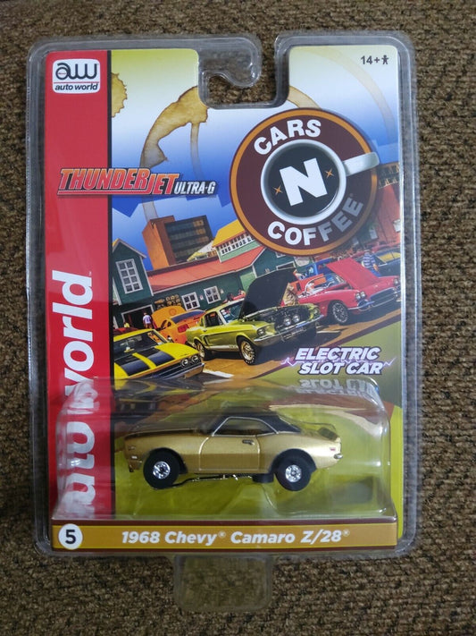 New Rel 2 Auto World Gold Chevy Camaro Z/28 HO Thunderjet Slot Car Runs on AFX
