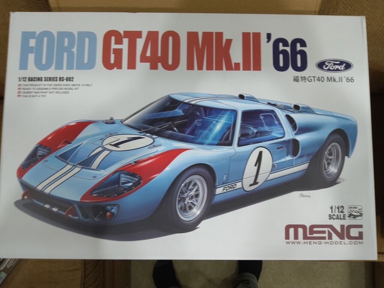 Meng Ford GT40 Mk.II 66 RS-002 Series Car 1:12 Scale Model Kit Complete Unbuilt