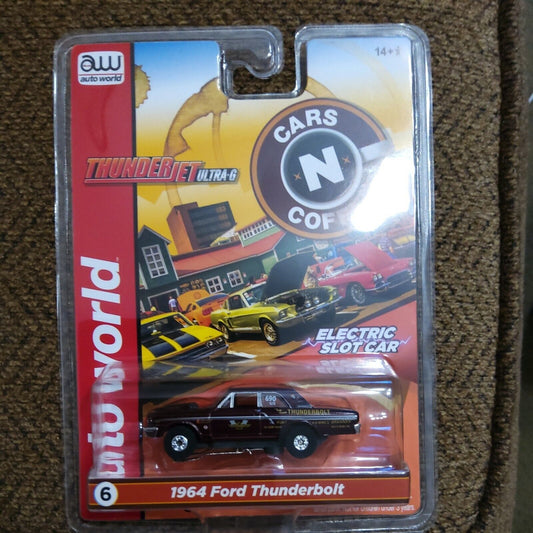 Auto World Thunderjet Cars N Coffee 1964 Ford Thunderbolt Maroon HO Slot Car
