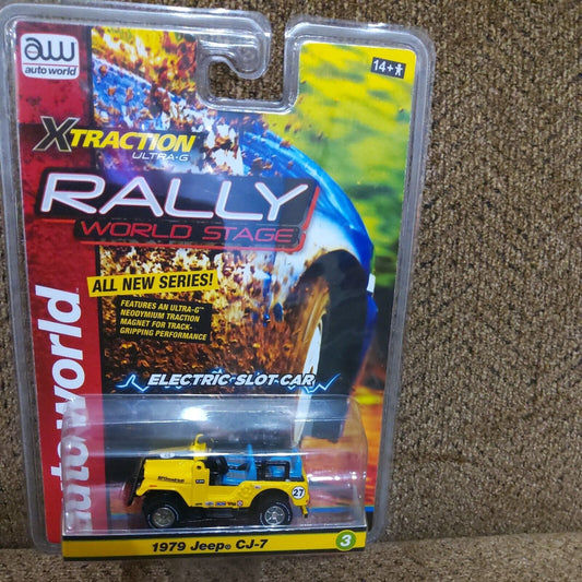 AUTO WORLD XTRACTION RALLY 1979 JEEP CJ-7 (YELLOW)  HO CAR SC380-3G