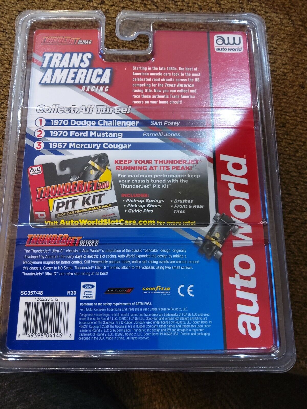 Auto World 1967 Mercury Cougar Trans America Racing White wheels slot car thunde
