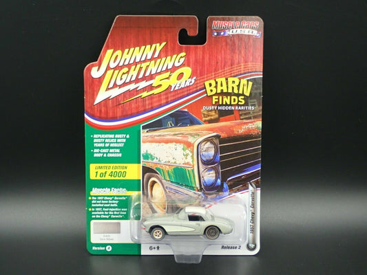 JOHNNY LIGHTNING 1957 CHEVY CORVETTE REL 2 BARN FINDS MUSCLE CAR USA 1:64 
