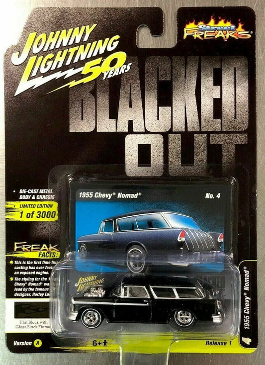 JOHNNY LIGHTNING 50 YEARS 1955 CHEVY NOMAD BLACKED OUT STREET FREAKS FREE SHIP.
