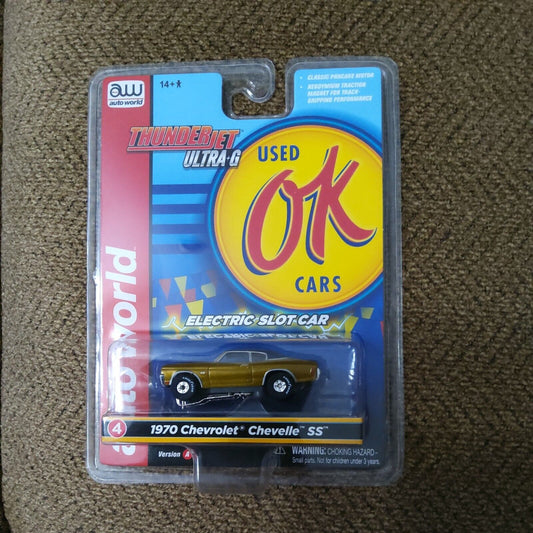 SC377-4GLD Auto World Thunderjet 1970 Chevrolet Chevelle SS HO Scale Slot Car