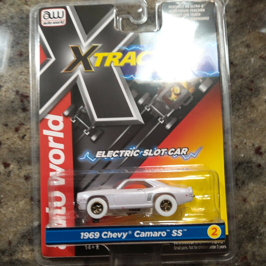 Auto World Xtraction Ultra G 1969 Chevy Camaro SS HO Slot Car WHITE I-WHEELS 