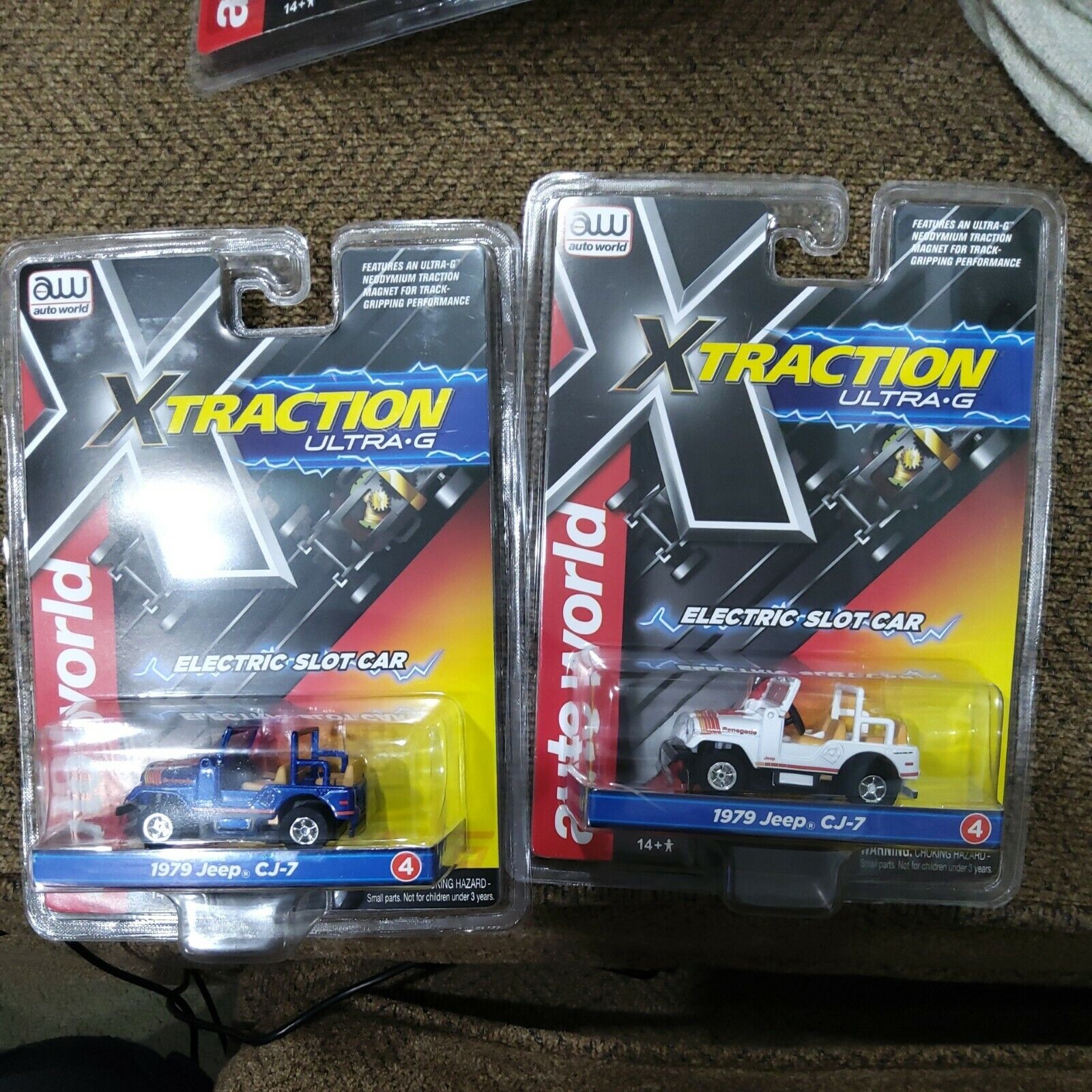 New 2 Auto World SC368 Rel 34 Xtraction HO Elec Slot Cars 79 Jeep CJ7 blue white
