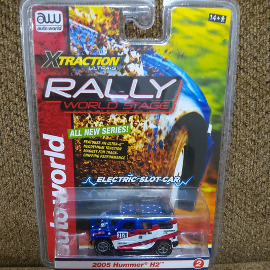 Auto World Xtraction Rally 2005 Hummer H2 Blue HO Scale Slot Car