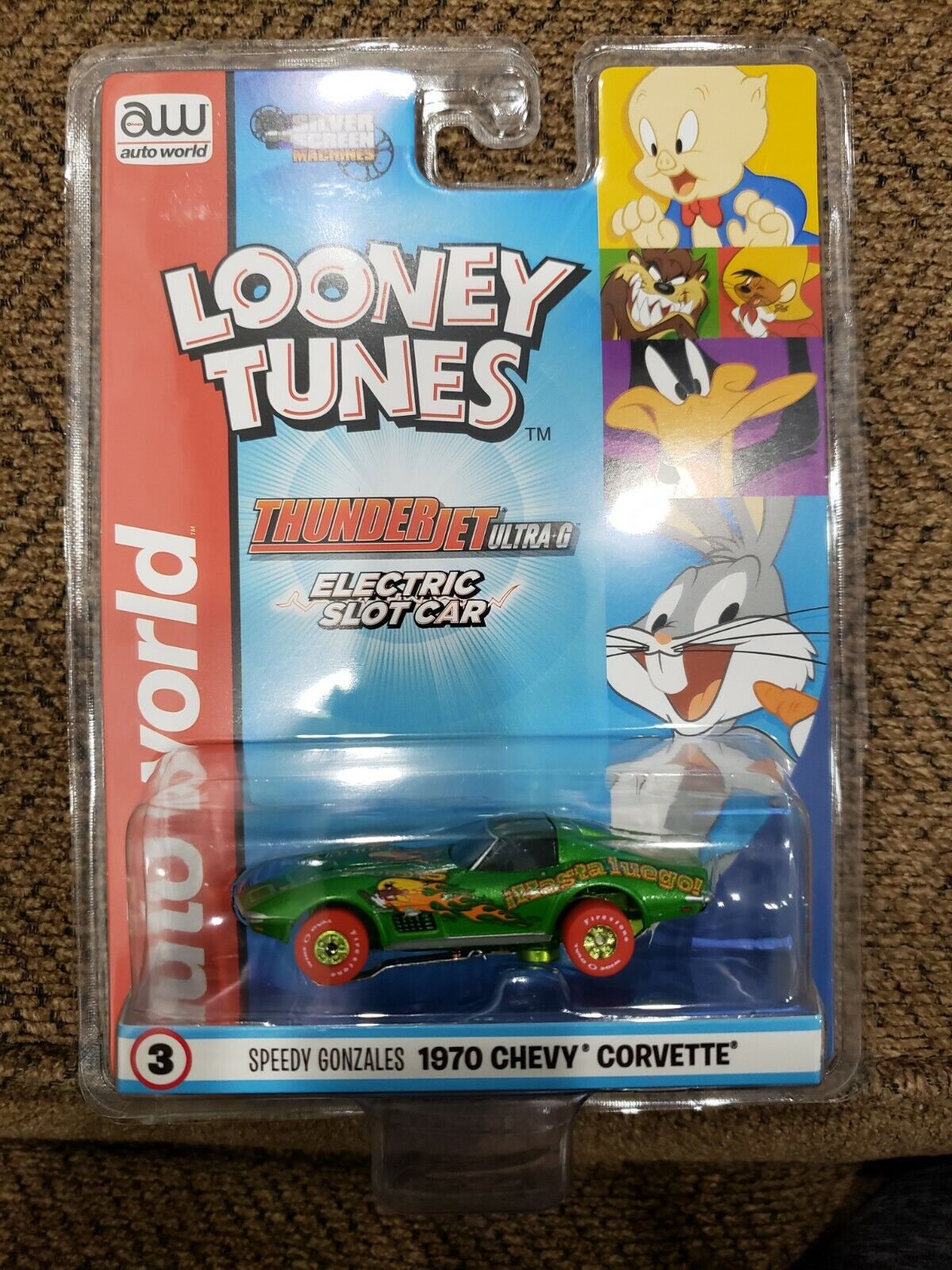 AUTO WORLD THUNDERJET R33/3 HO SLOT CAR Speedy Gonzales 1971 Chevy Corvette