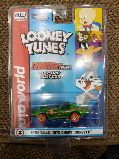 AUTO WORLD THUNDERJET R33/3 HO SLOT CAR Speedy Gonzales 1971 Chevy Corvette
