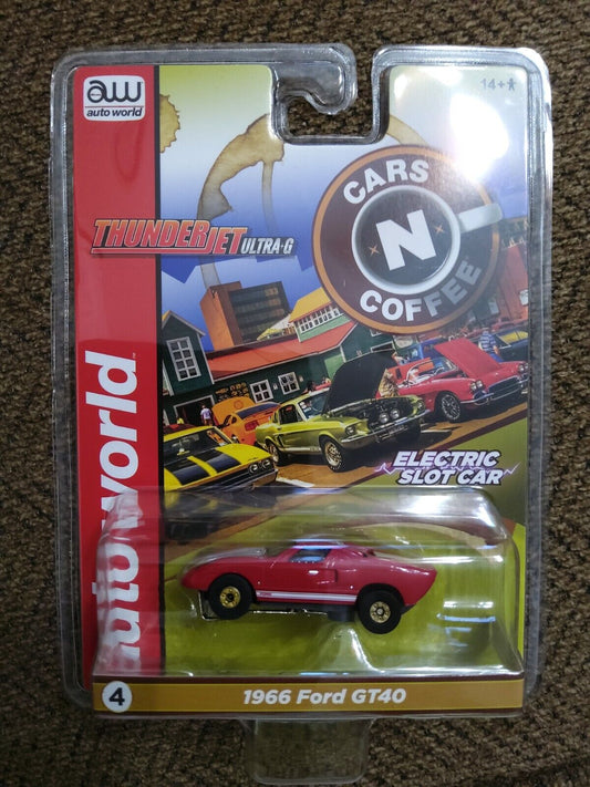 Auto World Thunderjet Cars N Coffee 1966 Ford GT40 Red HO Scale Slot Car