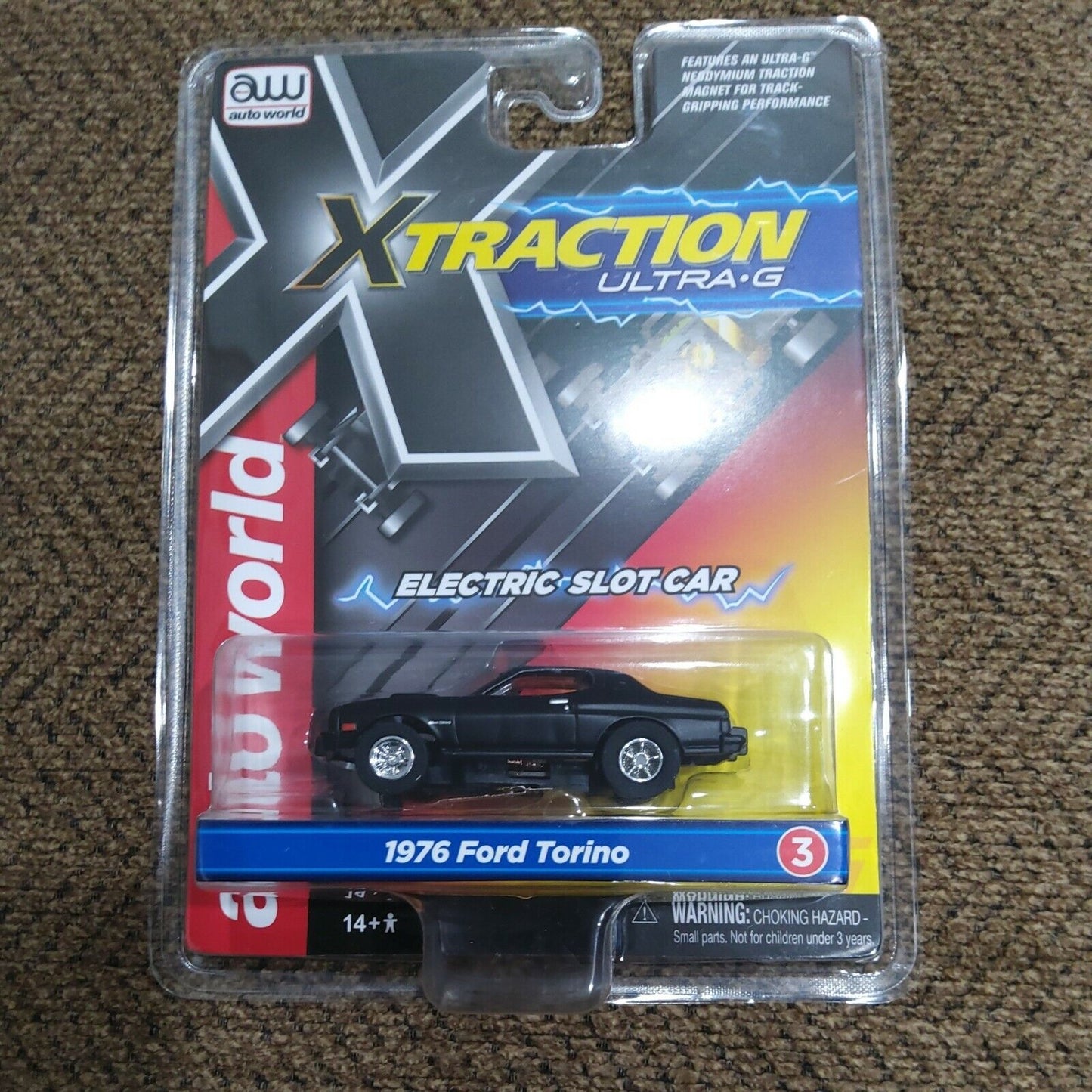Auto World X-Traction Ultra-G - R-34 - 1976 Ford Torino - Black NEW!