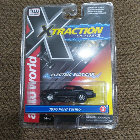 Auto World X-Traction Ultra-G - R-34 - 1976 Ford Torino - Black NEW!