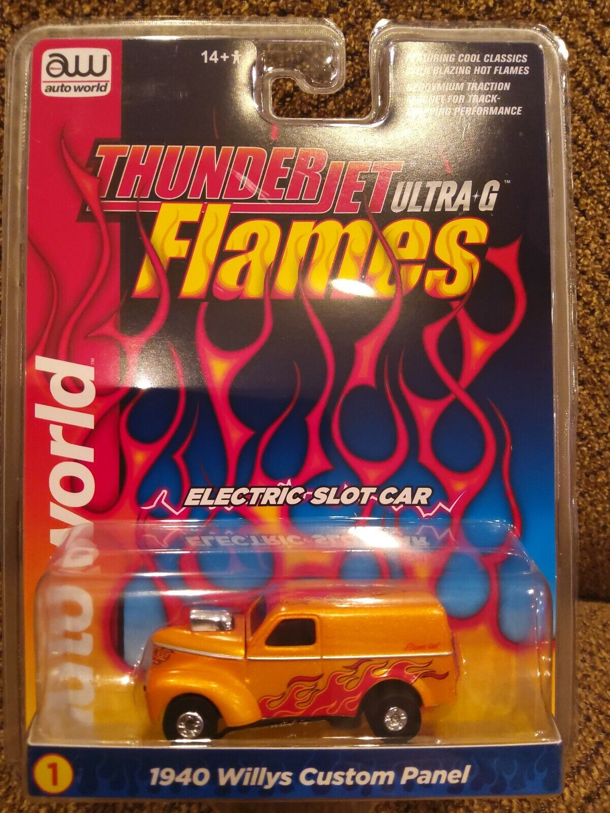 HO Slot Car - Auto World ThunderJet Ultra-G- FLAMES - 1940 Willys Custom Panel