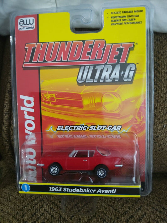 Auto World Thunderjet Ultra G 1963 Studebaker Avanti HO Slot Car - RED