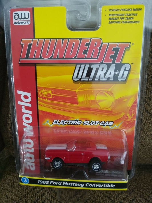 AUTO WORLD THUNDERJET R34/3A HO SLOT CARS 1965 Ford Mustang Convertible – Red