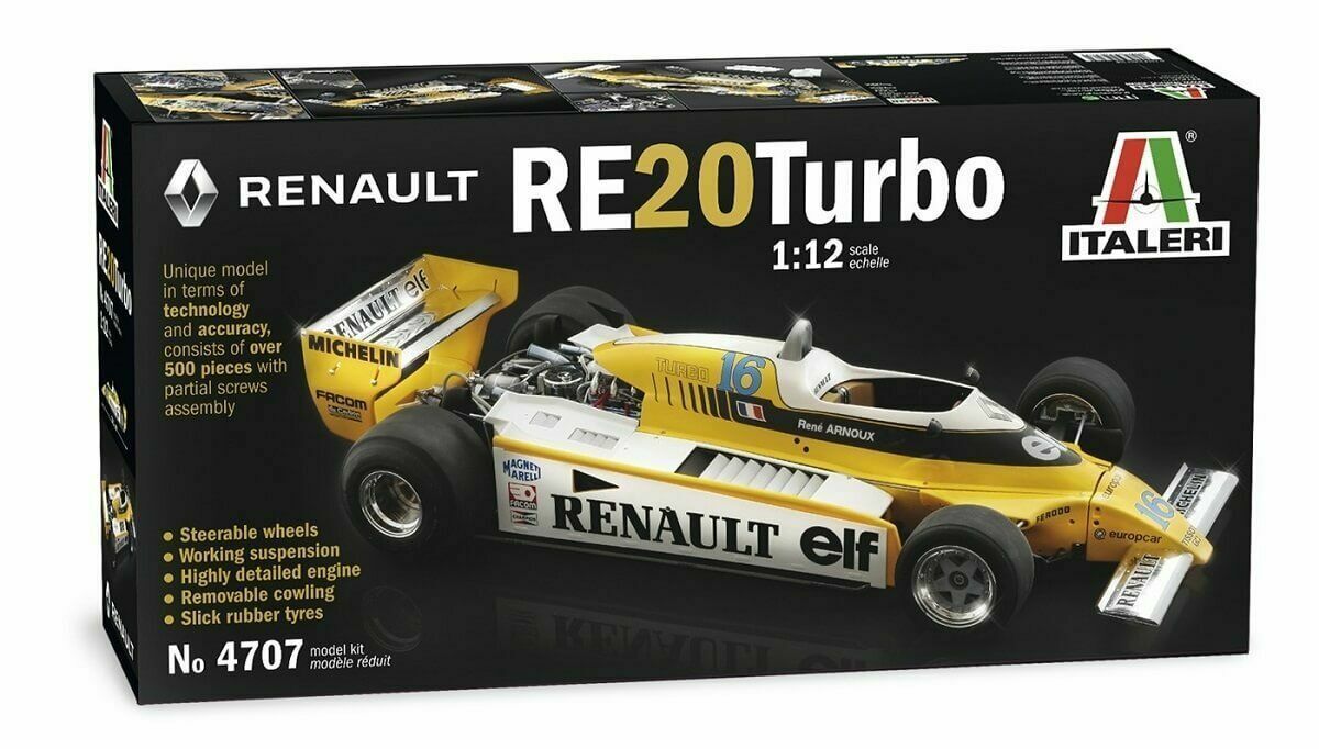 Italeri 4707 1:12 Renault RE20 Turbo Formula 1 Plastic Model KiT
