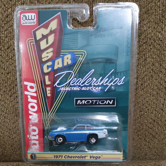 Auto World Thunderjet Baldwin Motion 1971 Chevrolet Vega Blue Vers A HO Slot Car