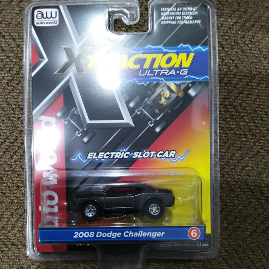 SC368-6GRY AUTO WORLD XTRACTION R34 2008 DODGE CHALLENGER HO ELEC SLOT CAR Black