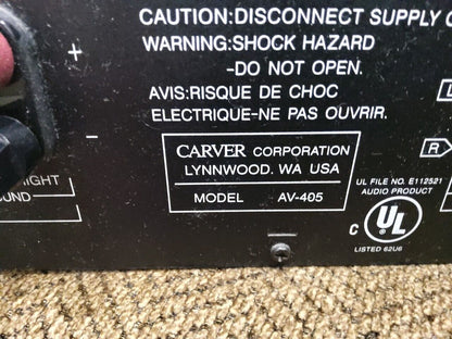 CARVER AV-405 5 Channel Power Amp Amplifier Rare Vintage Pro Audio Surround